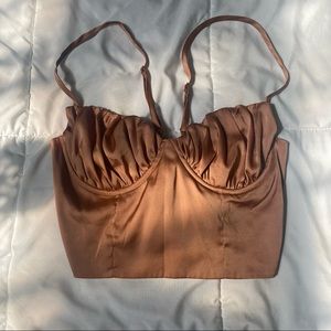 Lace-up Back Ruched Bust Crop Cami Top